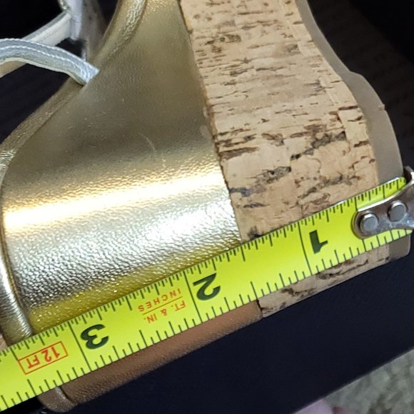 PRADA  Metallic Leather and Cork Platform Sandal - Picture 9 of 11